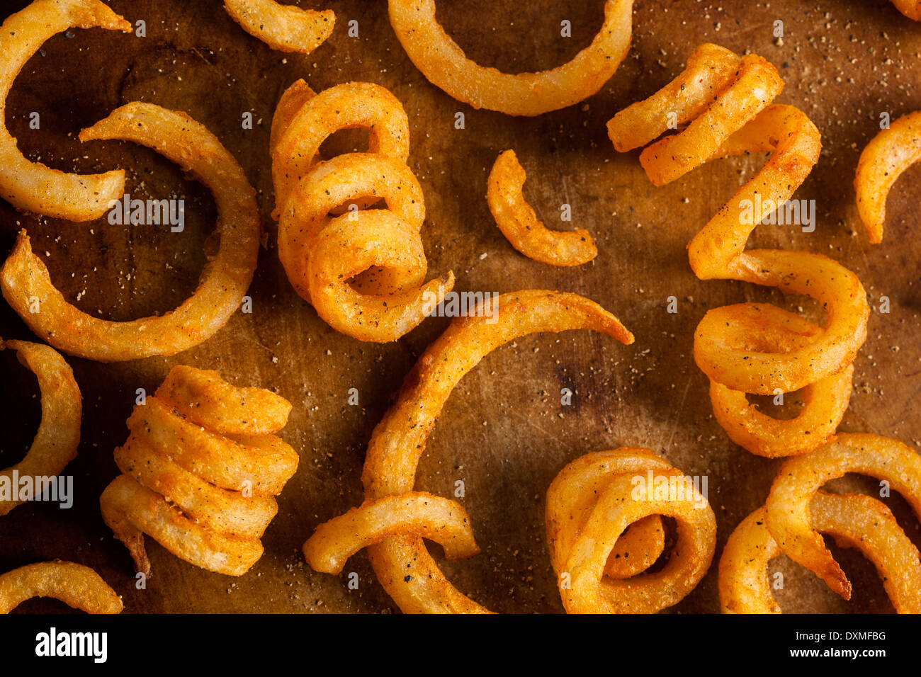 Scharf Gewurzte Curly Fries Bereit Essen Stockfotografie Alamy