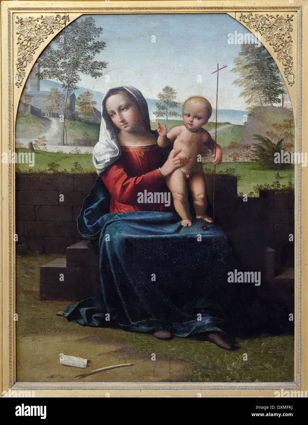 Giovanni Battista Benvenuti - Ortolano - Maria mit Kind Segen - 1516 - XVI. Jahrhundert - italienische Schule - Gemäldegalerie - B Stockfoto