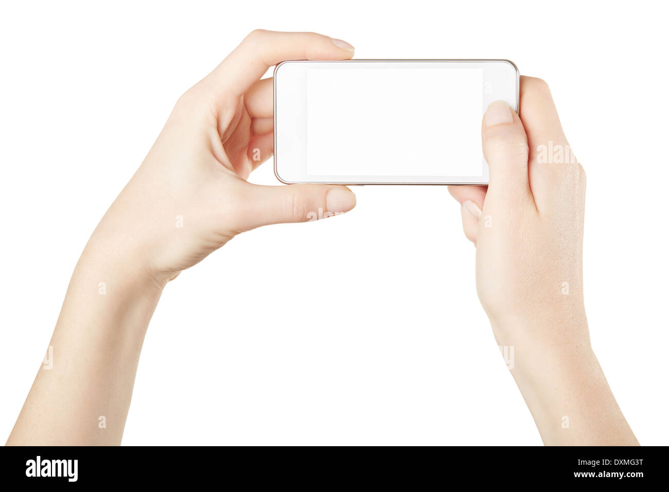Smartphone in weiblichen Händen nehmen Foto oder video Stockfoto