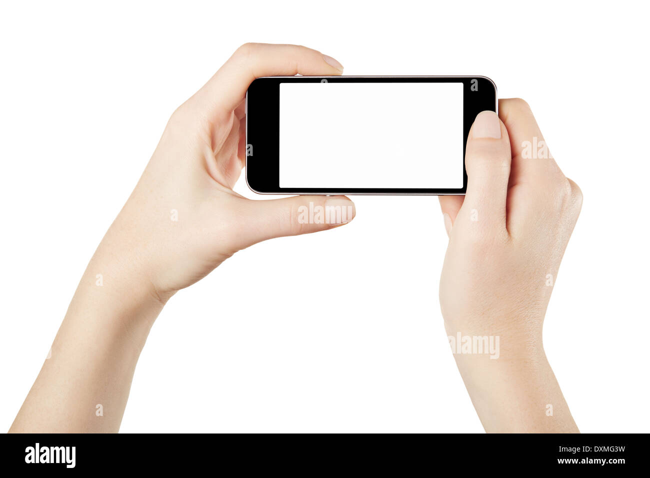 Smartphone in weiblichen Händen nehmen Foto oder video Stockfoto