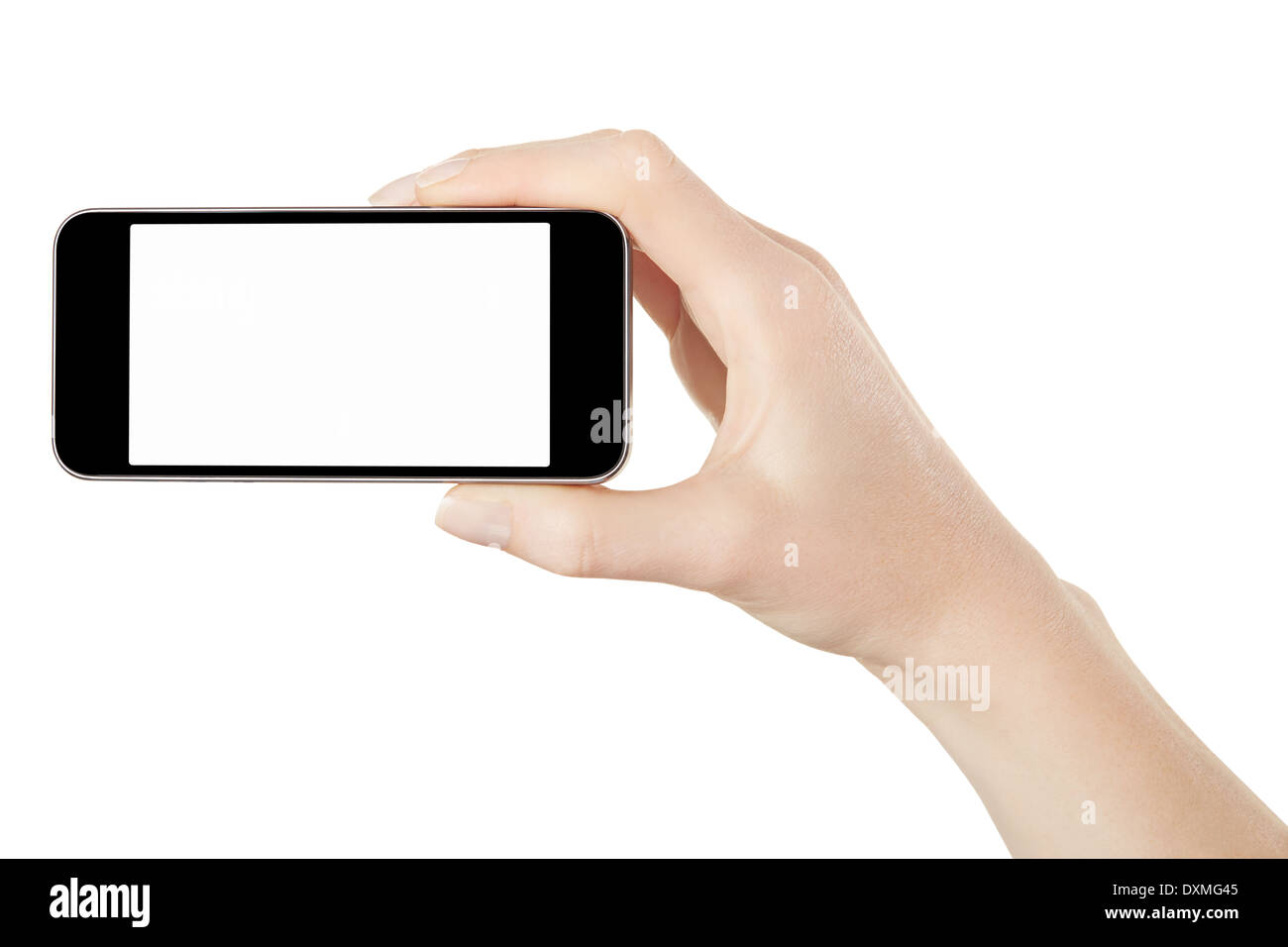 Smartphone in weiblicher Hand nehmen Foto oder video Stockfoto
