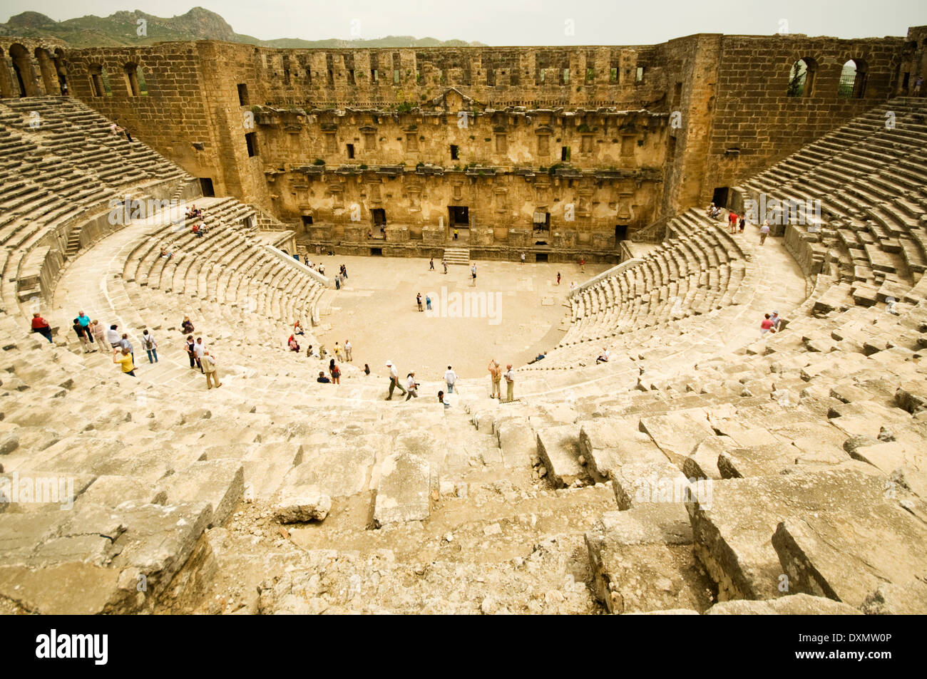 Asien, Türkei, westliche Mittelmeer, Aspendos, The Theatre (61-80 n. Chr., 15.000 Kapazität) Stockfoto