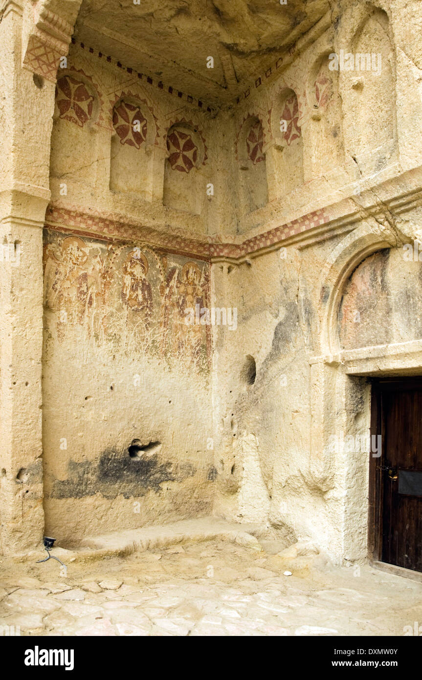 Asien, Türkei, Kappadokien, Göreme, Göreme Open Air Museum, die dunkle Kirche, (Karanlik Kilise, 12. Jahrhundert) Stockfoto