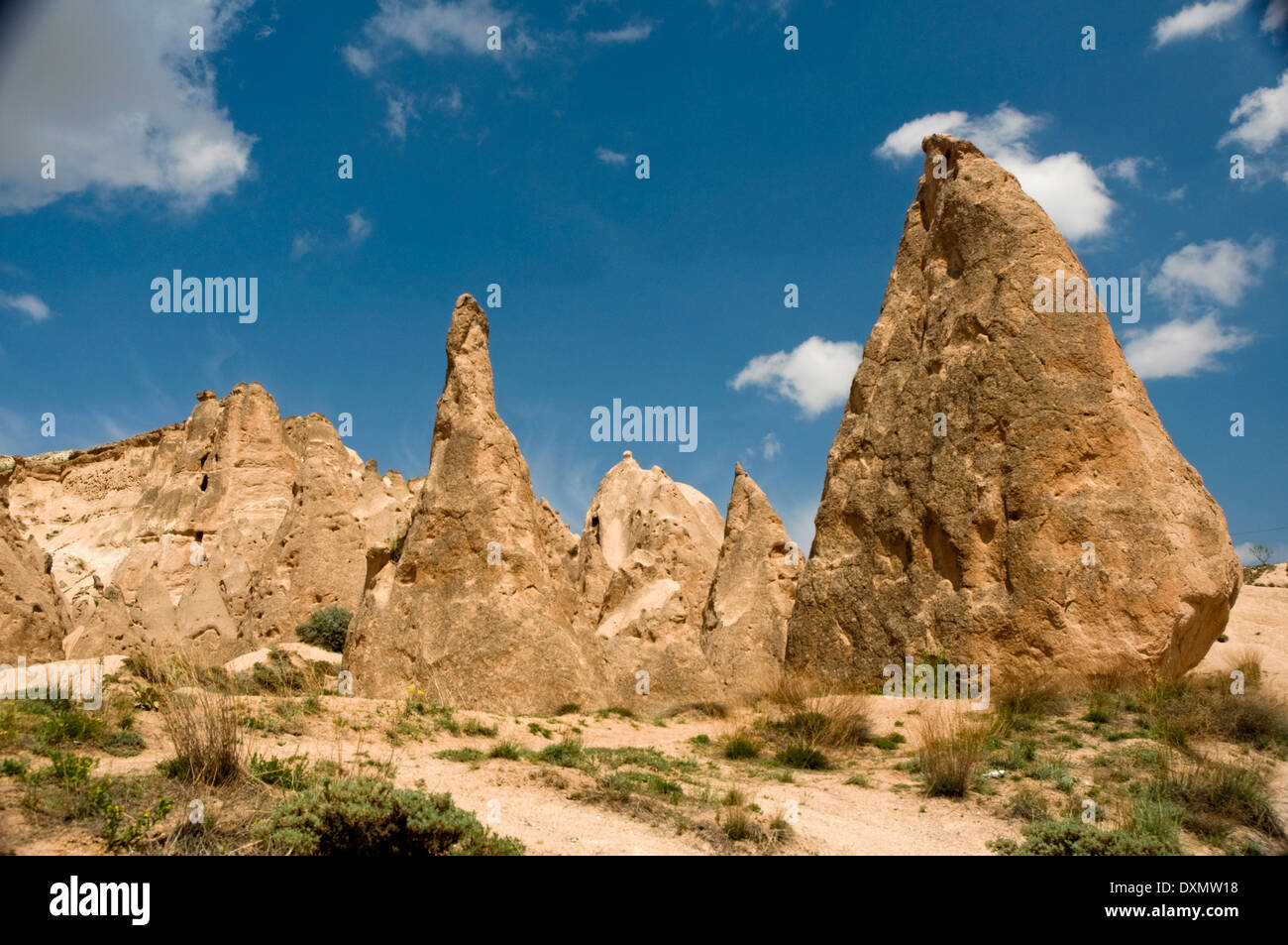 Asien, Türkei, Kappadokien, Ürgüp (Űrgűp), typische kappadokischen Landschaft mit ungewöhnlichen Felsformationen Stockfoto