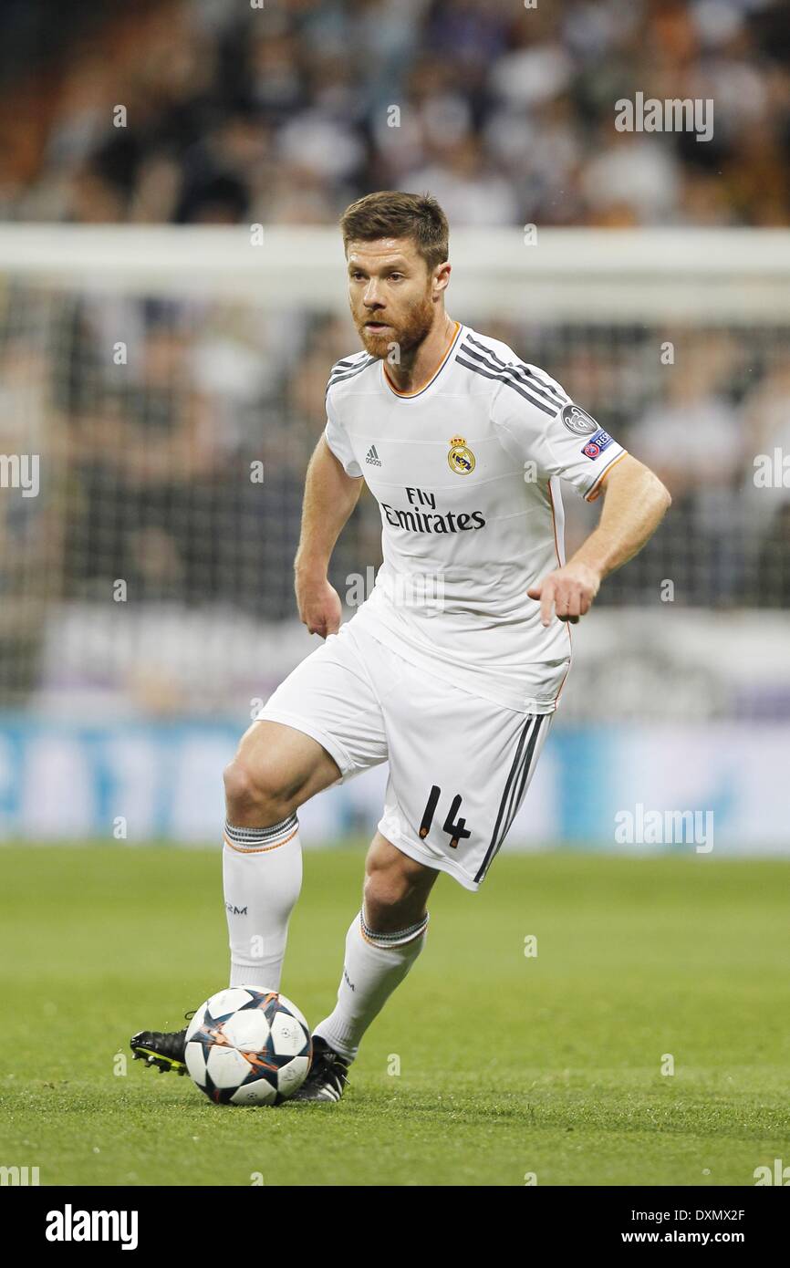 Madrid, Spanien. 18. März 2014. Xabi Alonso (Real) Fußball: UEFA Champions League Spiel zwischen Real Madrid und FC Schalke 04 im Stadion Santiago Bernabeu in Madrid, Spanien. © AFLO/Alamy Live-Nachrichten Stockfoto