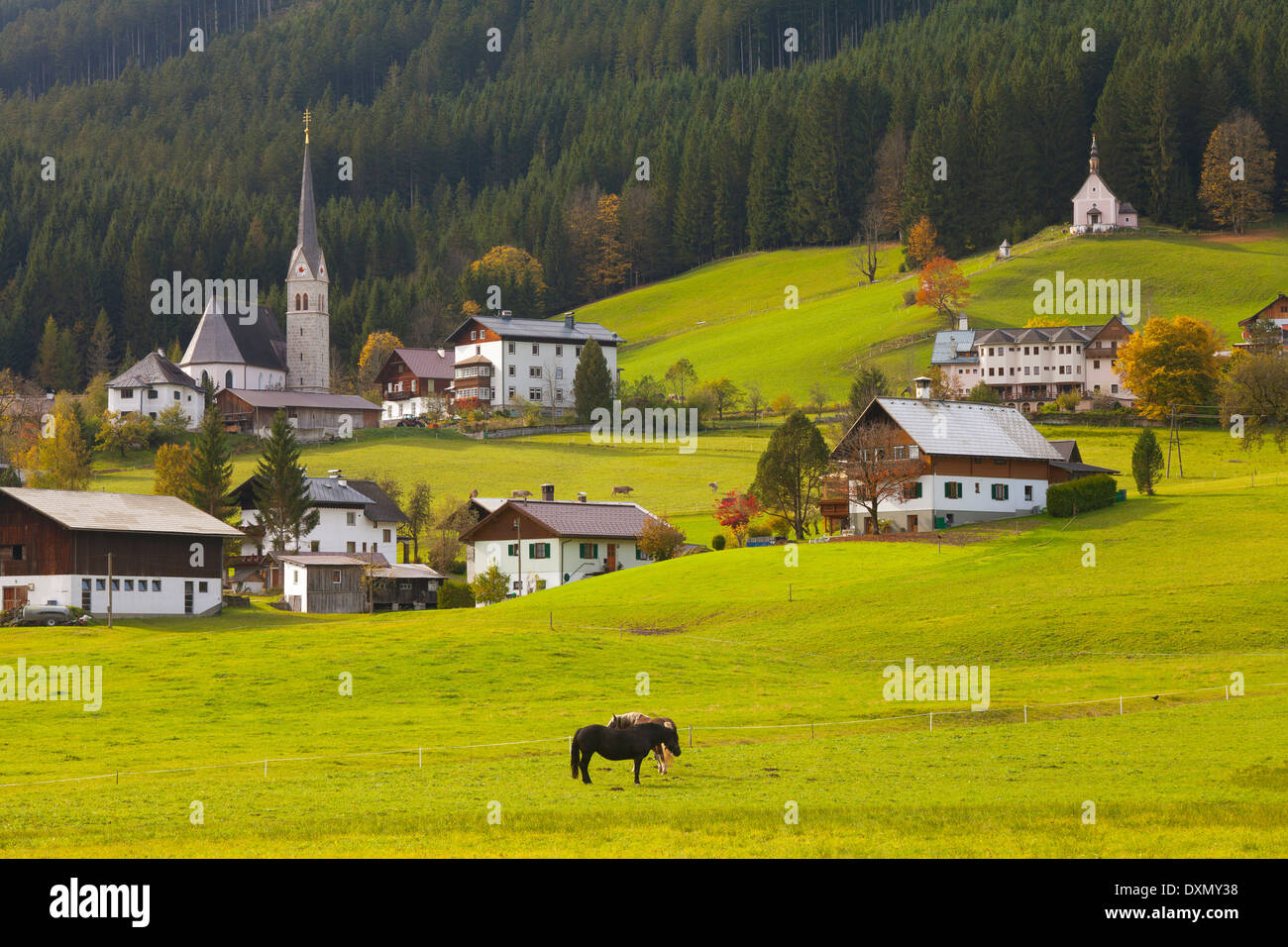 Die alpinen Dorf Gosau, Salzkammergut, Österreich Stockfoto