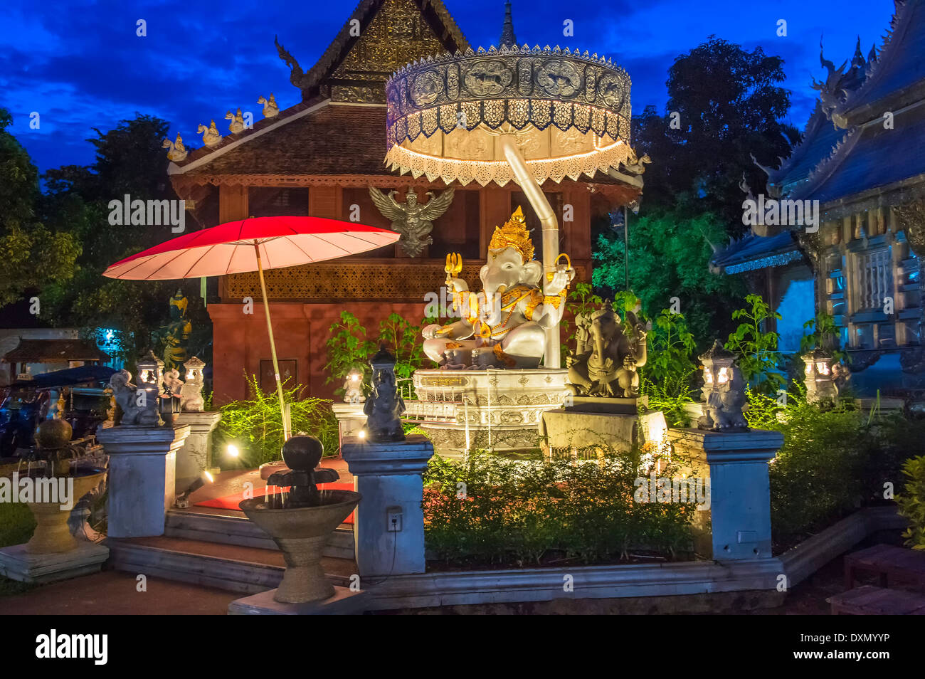 Wat Srisupahn Tempel in der Nacht, Chiang Mai, Thailand Stockfoto