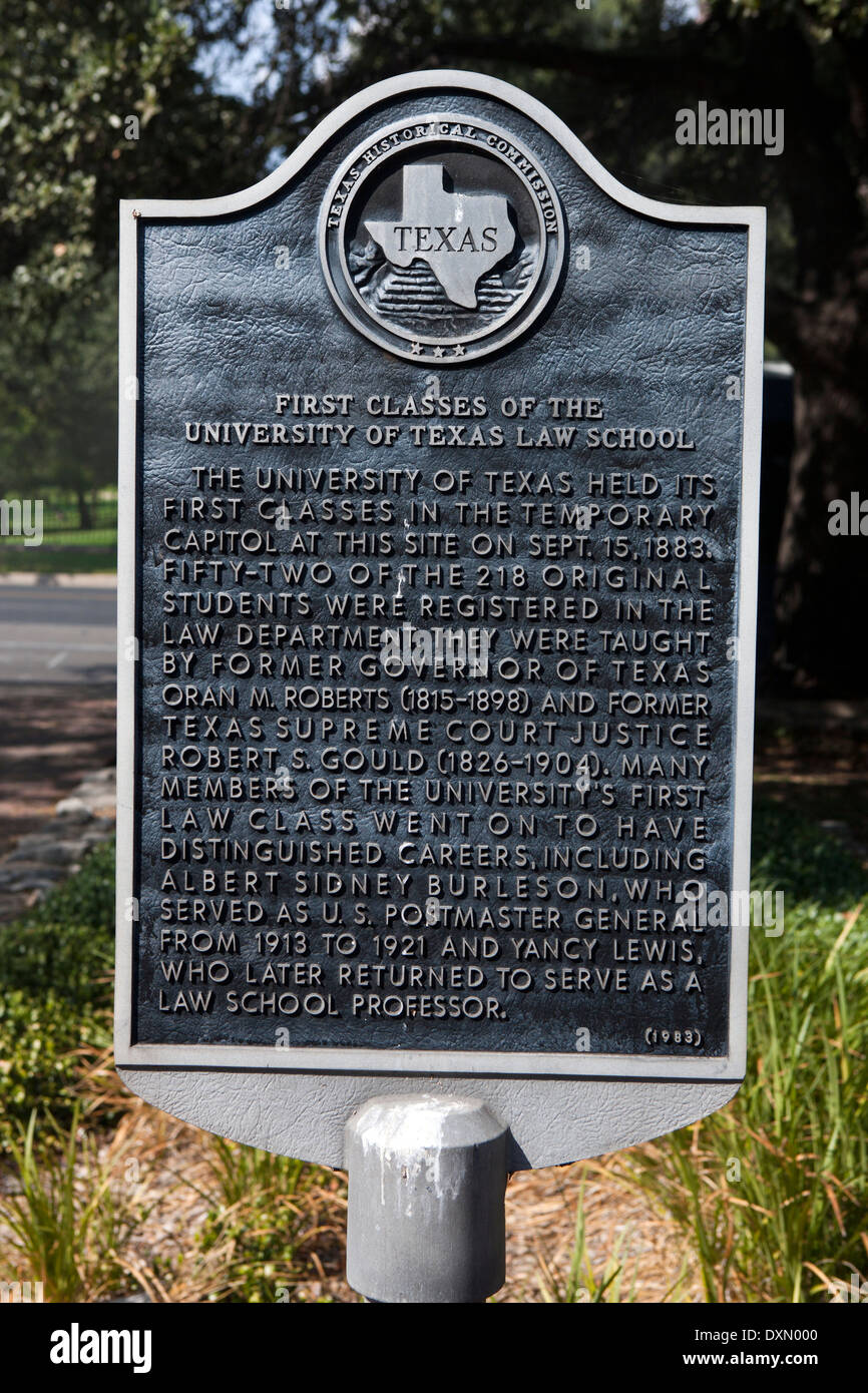 FIRST-Klassen von der Universität von TEXAS LAW SCHOOL der University of Texas hielt seine ersten Klassen in der vorübergehenden Hauptstadt an Stockfoto