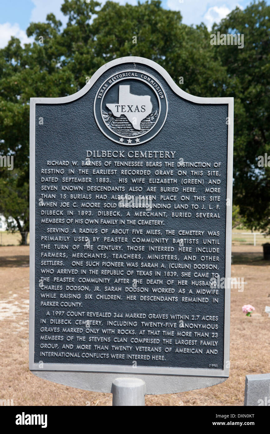 DILBECK Friedhof Richard W. Barnes von Tennessee trägt die Unterscheidung der Ruhe in die früheste aufgezeichnete Grab auf dieser Seite, d Stockfoto