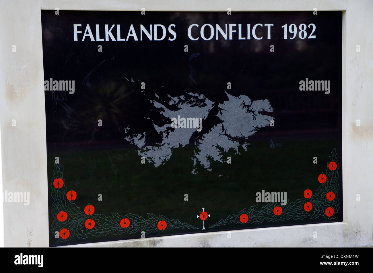Falklands Konflikt Memorial, Alexandra Gardens, Cathays Park, Cardiff, Wales. Stockfoto