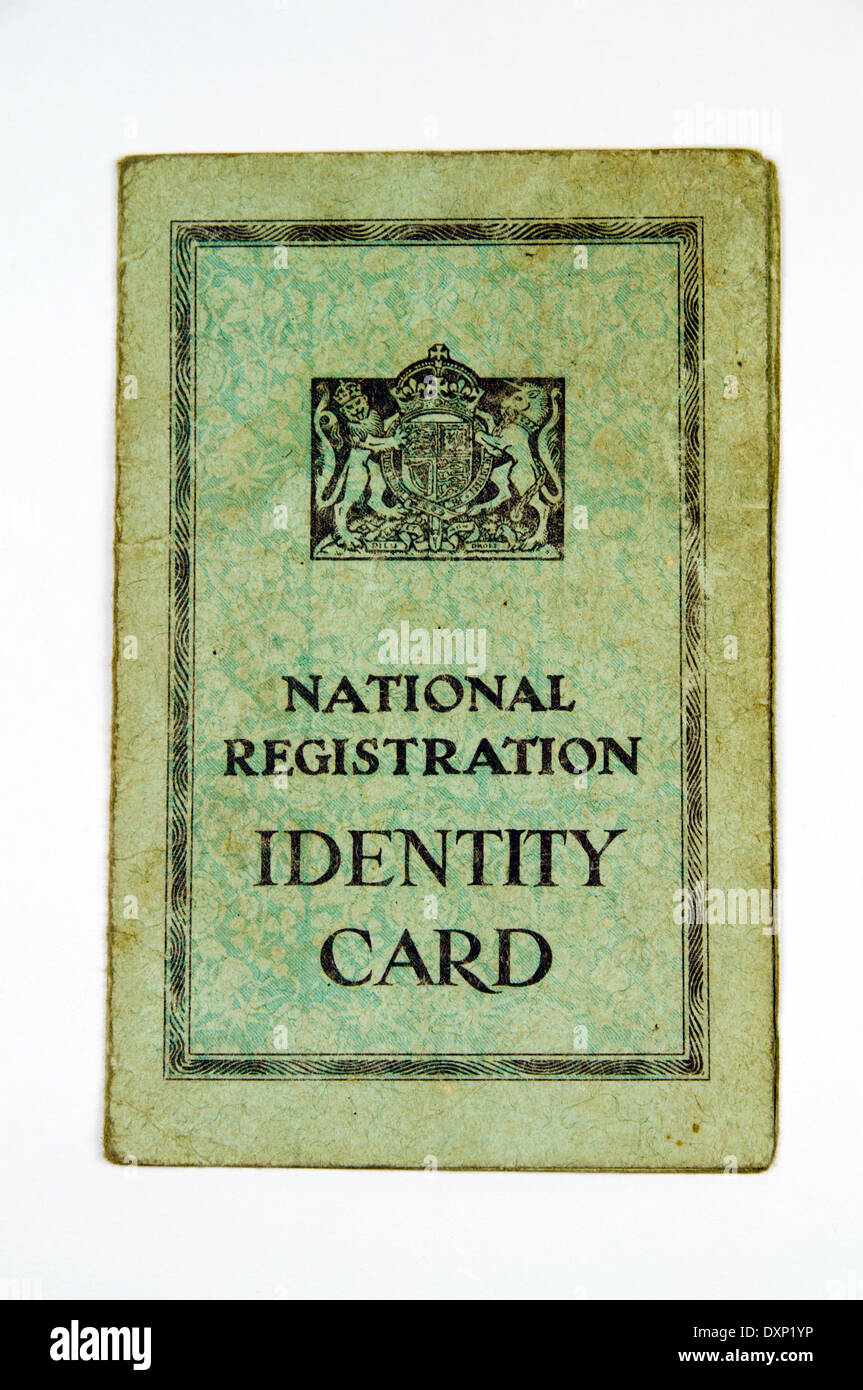 Krieg Mal National Identity Card Vereinigtes Königreich Stockfoto