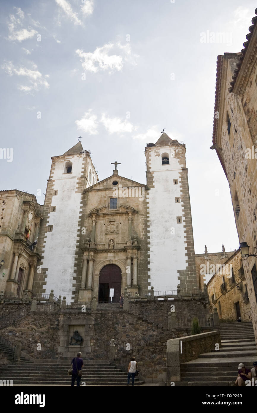 Kirche San Francisco Javier und San Jorge quadratisch, Altstadt, Caceres Stockfoto