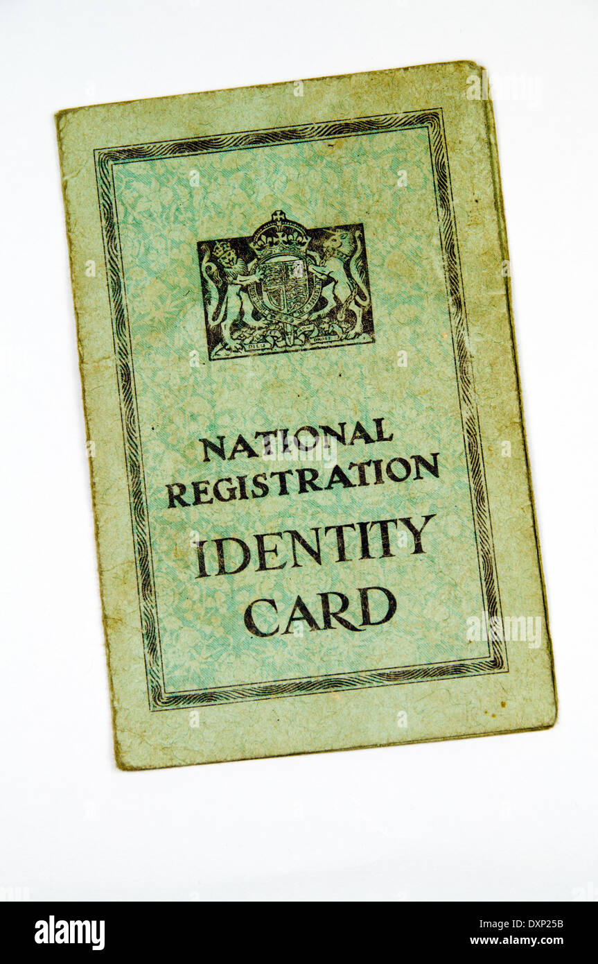 Krieg Mal National Identity Card Vereinigtes Königreich Stockfoto