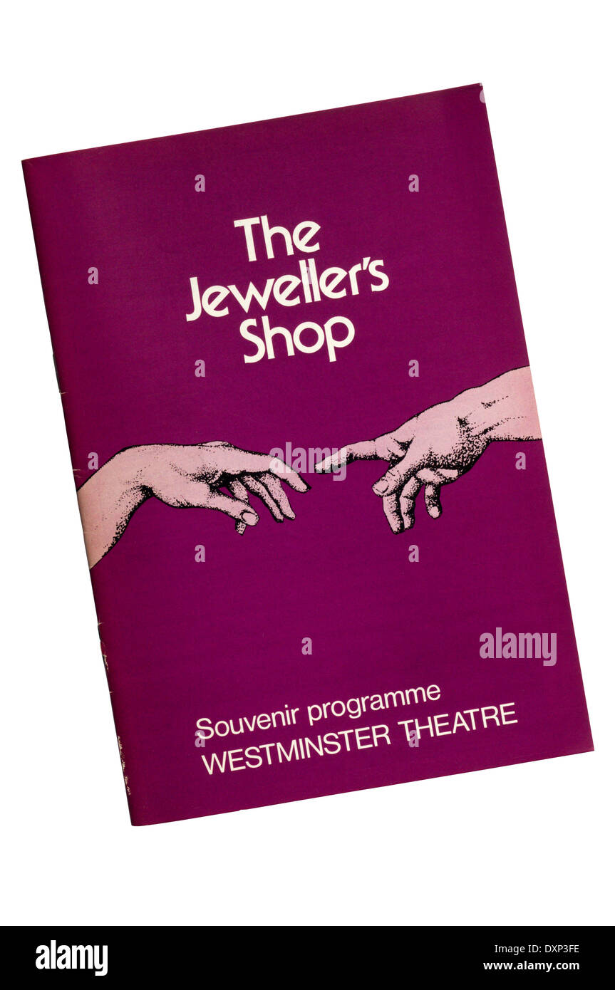 Programm für die 1982 Produktion von The Juweliergeschäft von Karol Wojtyla, alias Papst Johannes Paul II am Westminster Theatre. Stockfoto