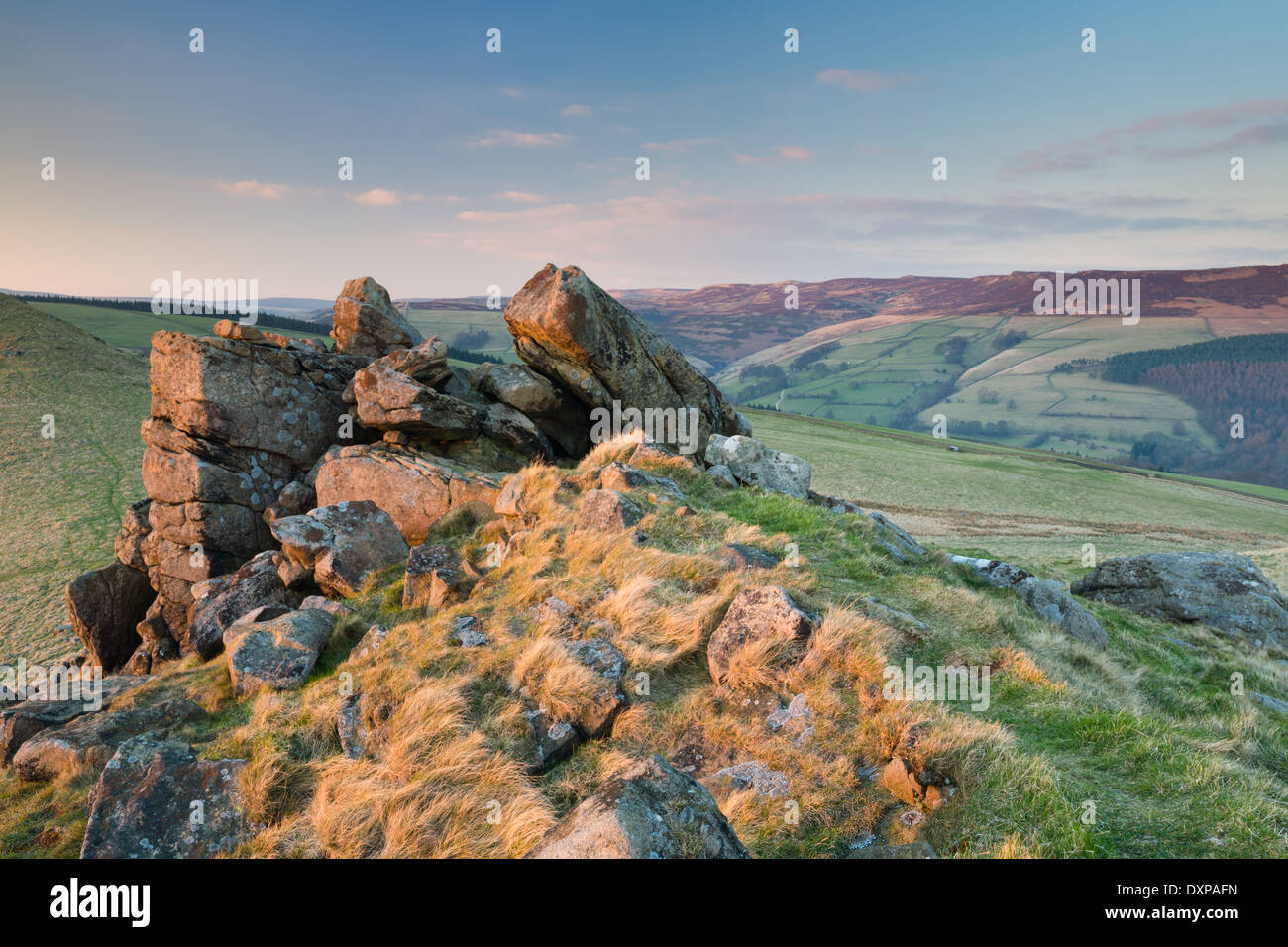 Crook Hill Gipfel, Derbyshire, Peak District, England UK Stockfoto