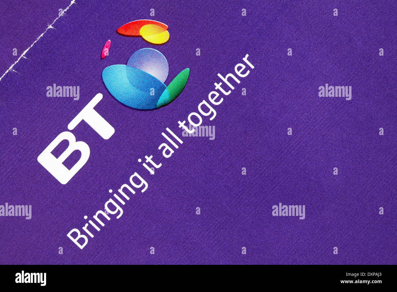 BT bringen sie alle zusammen Logo auf Umschlag Stockfoto