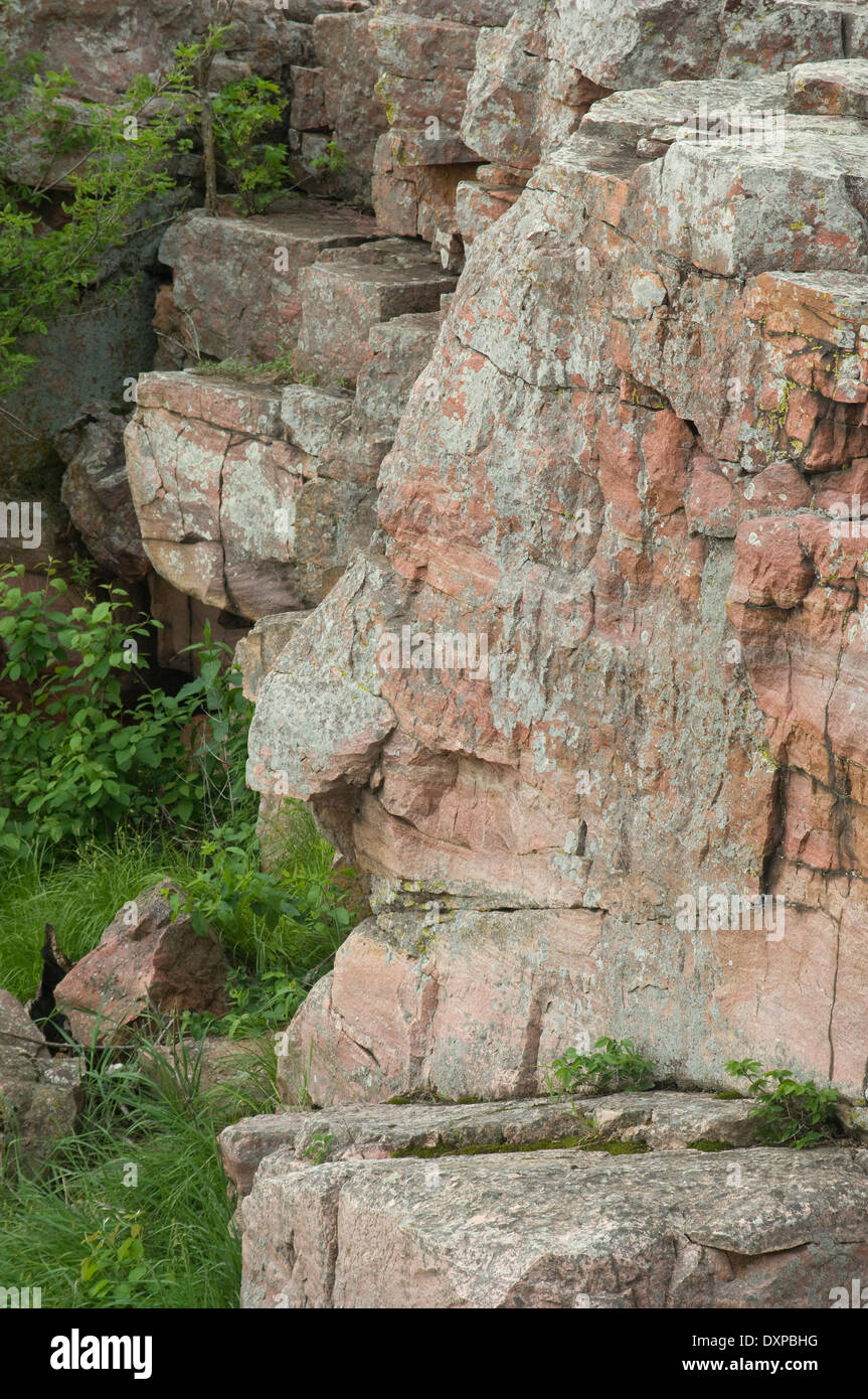 "Das Orakel", ein Mensch - Suchen Quarzit Formation, Pipestone National Monument, Minnesota. Digitale Fotografie Stockfoto