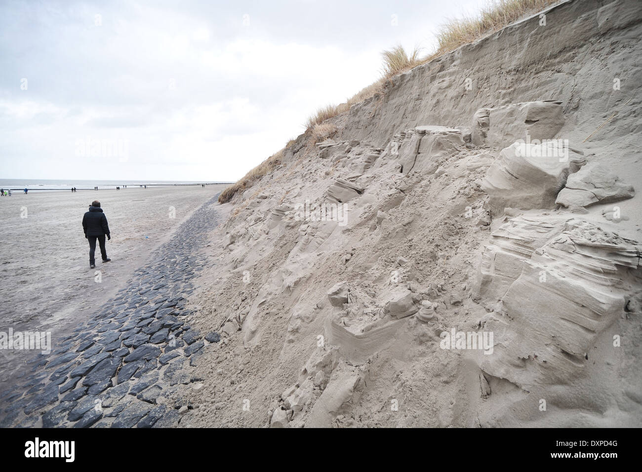 Norderney, Deutschland, Duenenabbruch nach einem starken Sturm Stockfoto