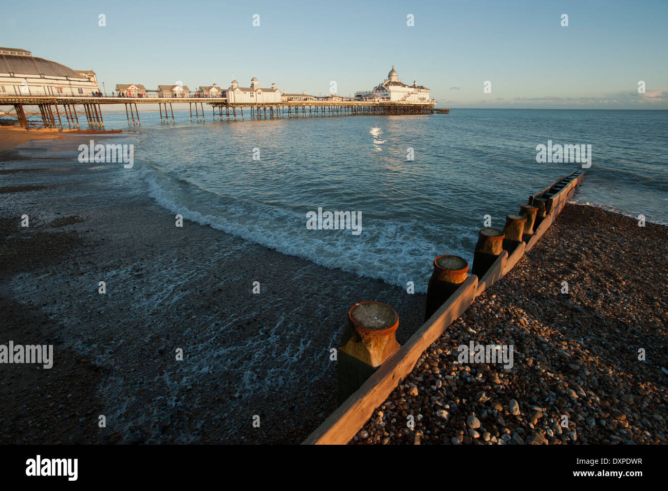 Eastbourne Strand an der südlichen Küste von East Sussex, England, UK. Stockfoto