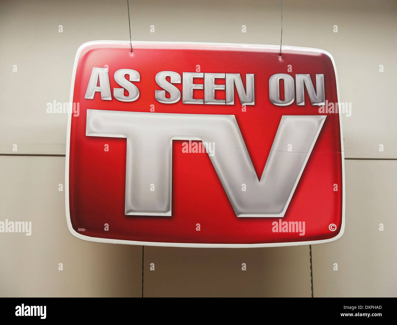 "Wie im Fernsehen gesehen" Zeichen, USA Stockfoto