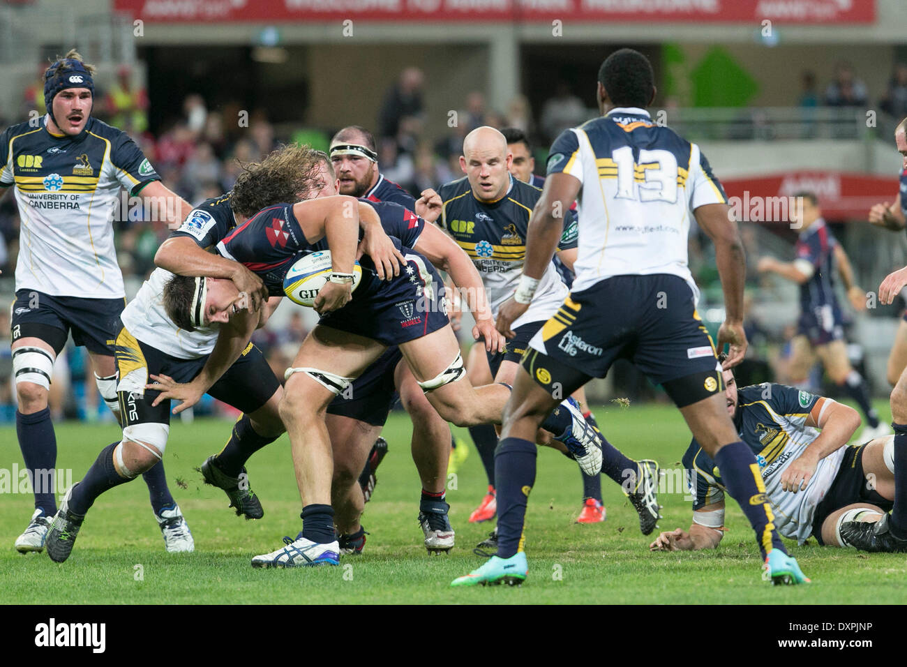 Melbourne, Australien. 27. März 2014. Luke Jones von den Rebellen in Aktion während der Super Rugby-Spiel zwischen Melbourne Rebellen und Brumbies vom AAMI Park © Action Plus Sport/Alamy Live News Stockfoto