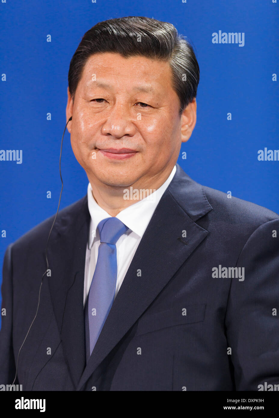 Berlin, Deutschland. 28. März 2014. Gemeinsame Pressekonferenz des chinesischen Präsidenten Xi Jinping von Bundeskanzlerin Angela Merkel im Kanzleramt in Berlin. / Bild: Xi Jinping, Präsident der China. Bildnachweis: Reynaldo Chaib Paganelli/Alamy Live-Nachrichten Stockfoto