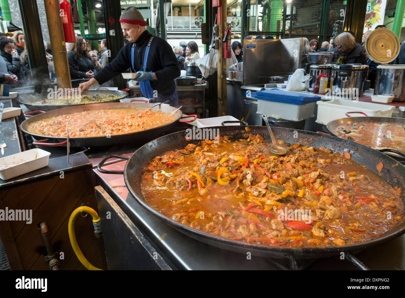 Heißen Garküche in Borough Market, London, England, UK Stockfoto
