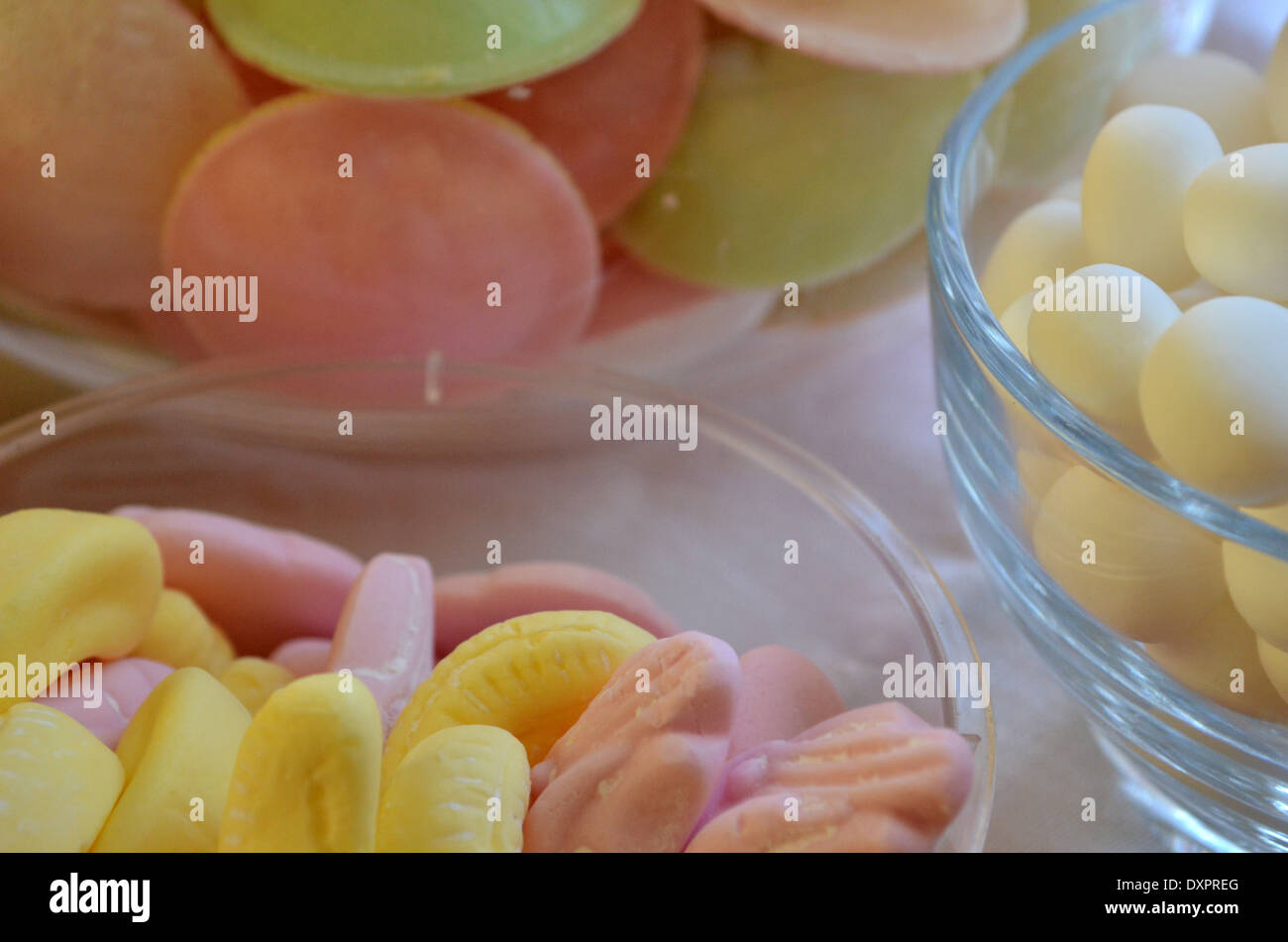 Nahaufnahme des Tisches Süßigkeiten am Hochzeit buffet Stockfoto