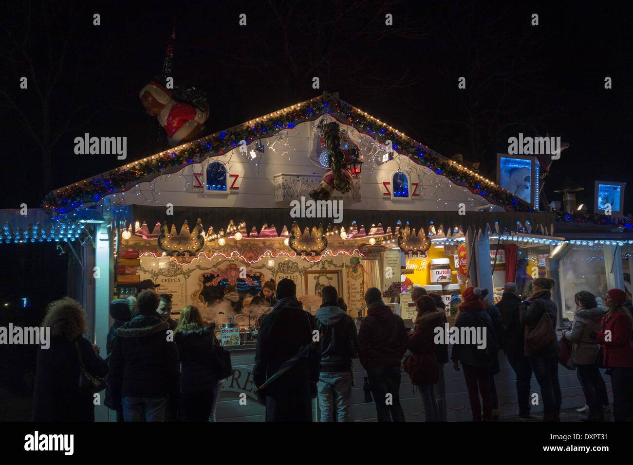 Weihnachtsmarkt auf der Champs Elysees, Paris, Frankreich Stockfoto
