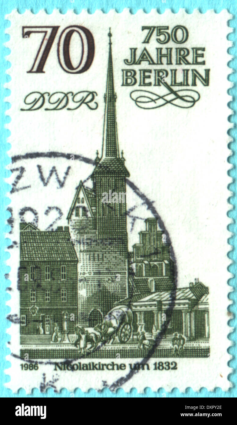 FEDERAL REPUBLIC OF GERMANY - CIRCA 1986: Eine Briefmarke gedruckt in der Bundesrepublik Deutschland zeigt 750 Jahre Berlin, ca. 1986 Stockfoto