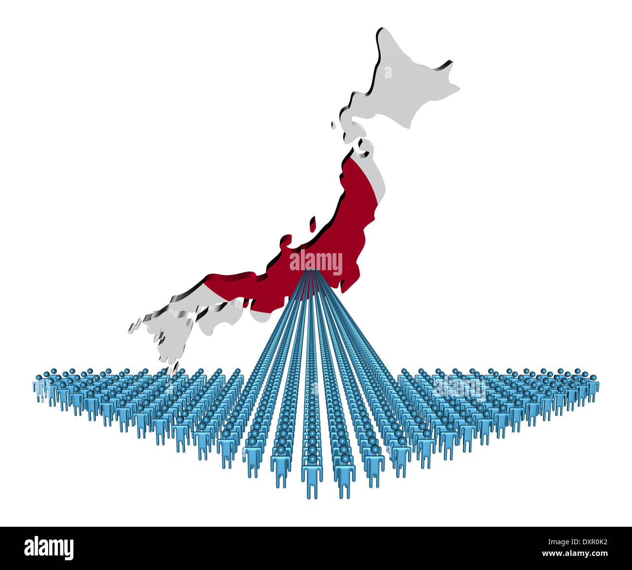 Pfeil der Menschen mit Japan Karte Flagge illustration Stockfoto