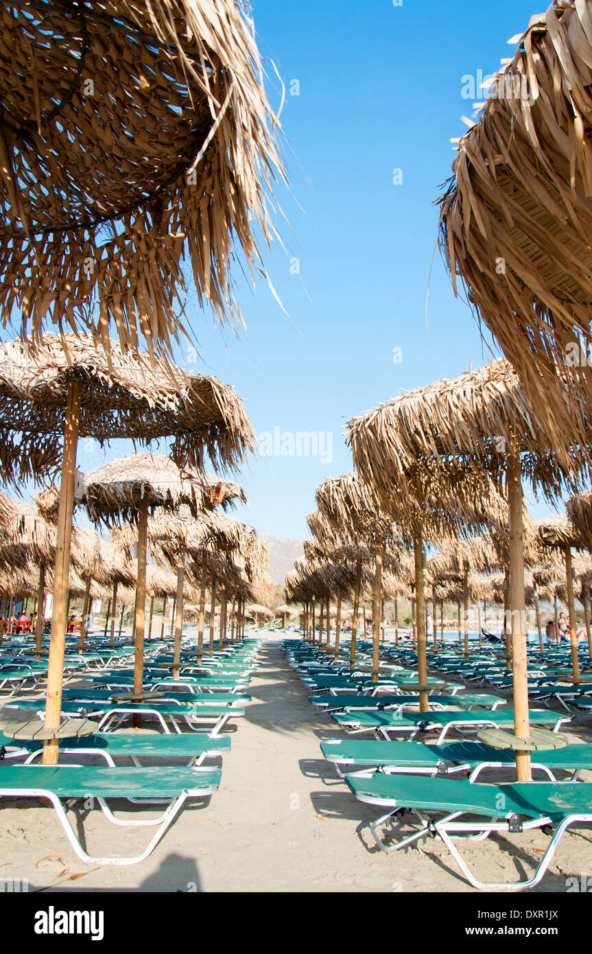 Was Kosten Liegen Und Sonnenschirme Auf Kreta Sonnenschirme und Liegestühle am Strand von Elafonissi, Kreta