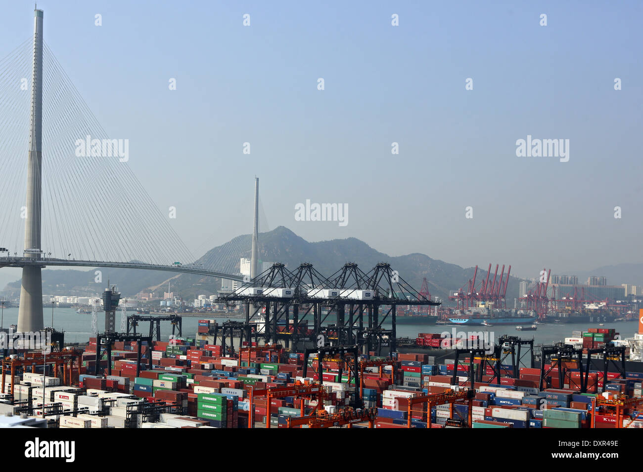 Hong Kong, China, den Containerhafen in Hong Kong International Terminal Stockfoto