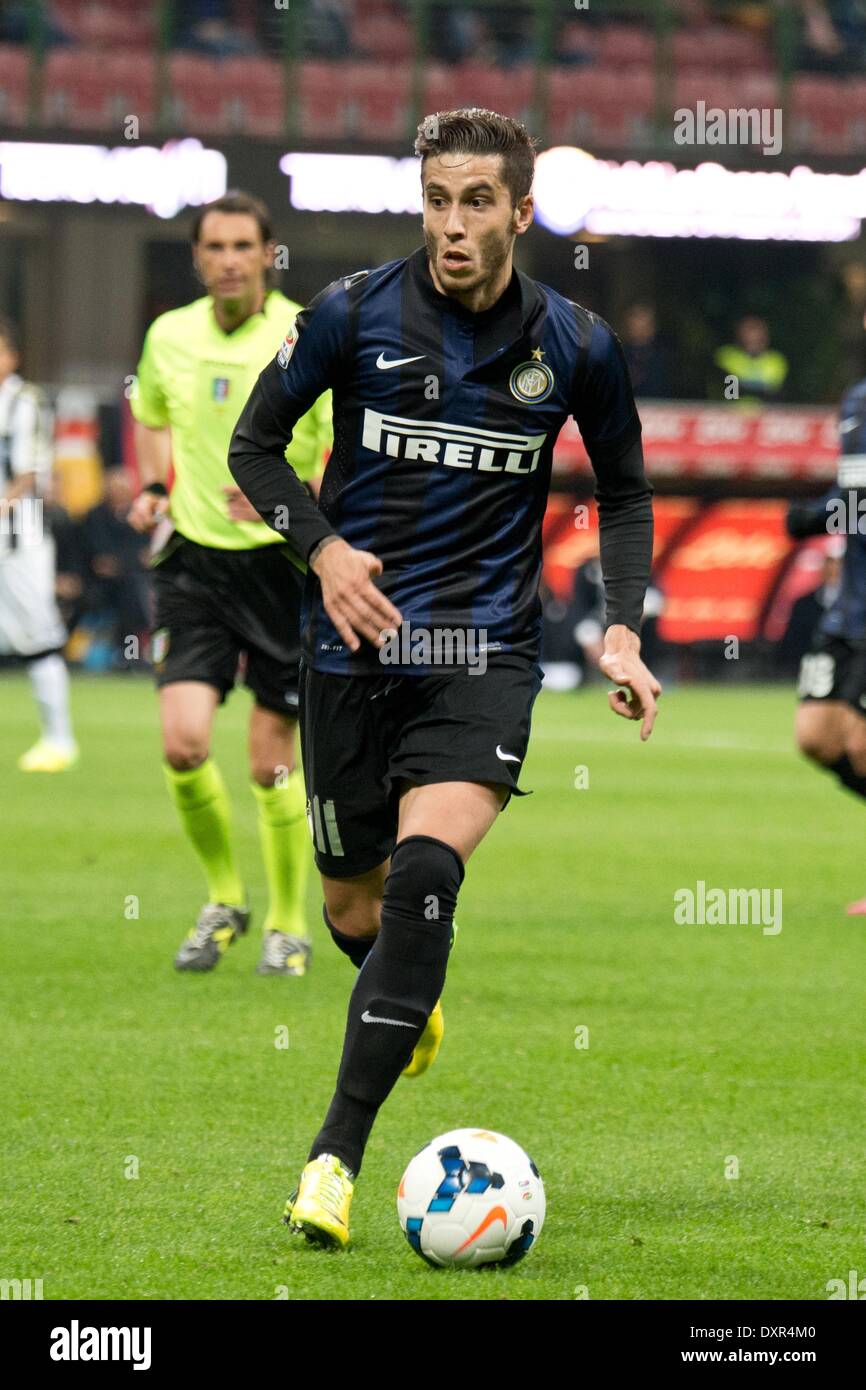 Mailand, Italien. 27. März 2014. Ricardo Alvarez (Inter) Fußball: Italienische "Serie A" match zwischen Inter Mailand 0-0 Udinese im Stadio Giuseppe Meazza in Mailand, Italien. © Enrico Calderoni/AFLO SPORT/Alamy Live-Nachrichten Stockfoto