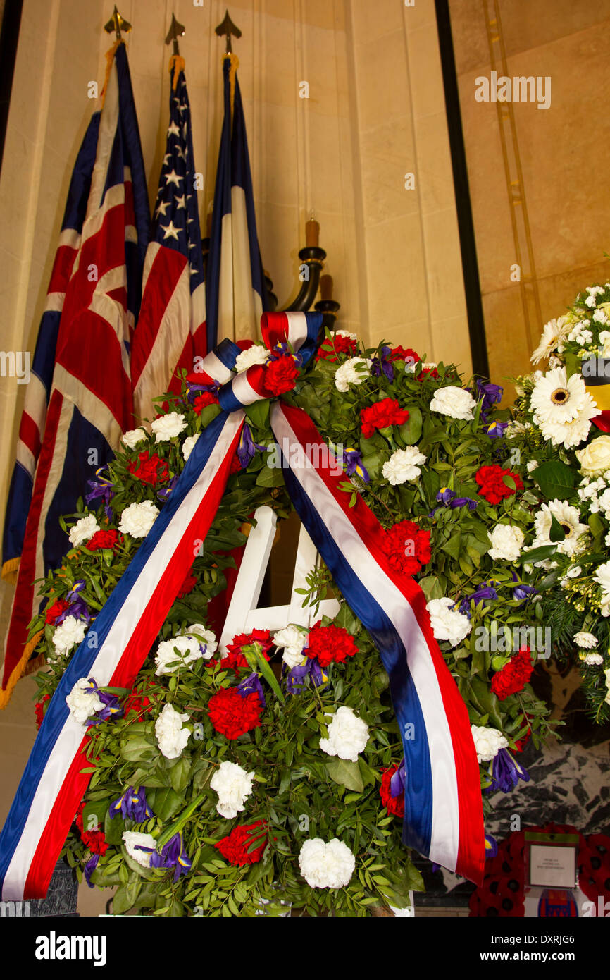 Flanders Field American Cemetery und Gedenkstätte am 26. März 2014 von Präsident Obama besucht und den Kranz, gegeben durch den Präsidenten Stockfoto