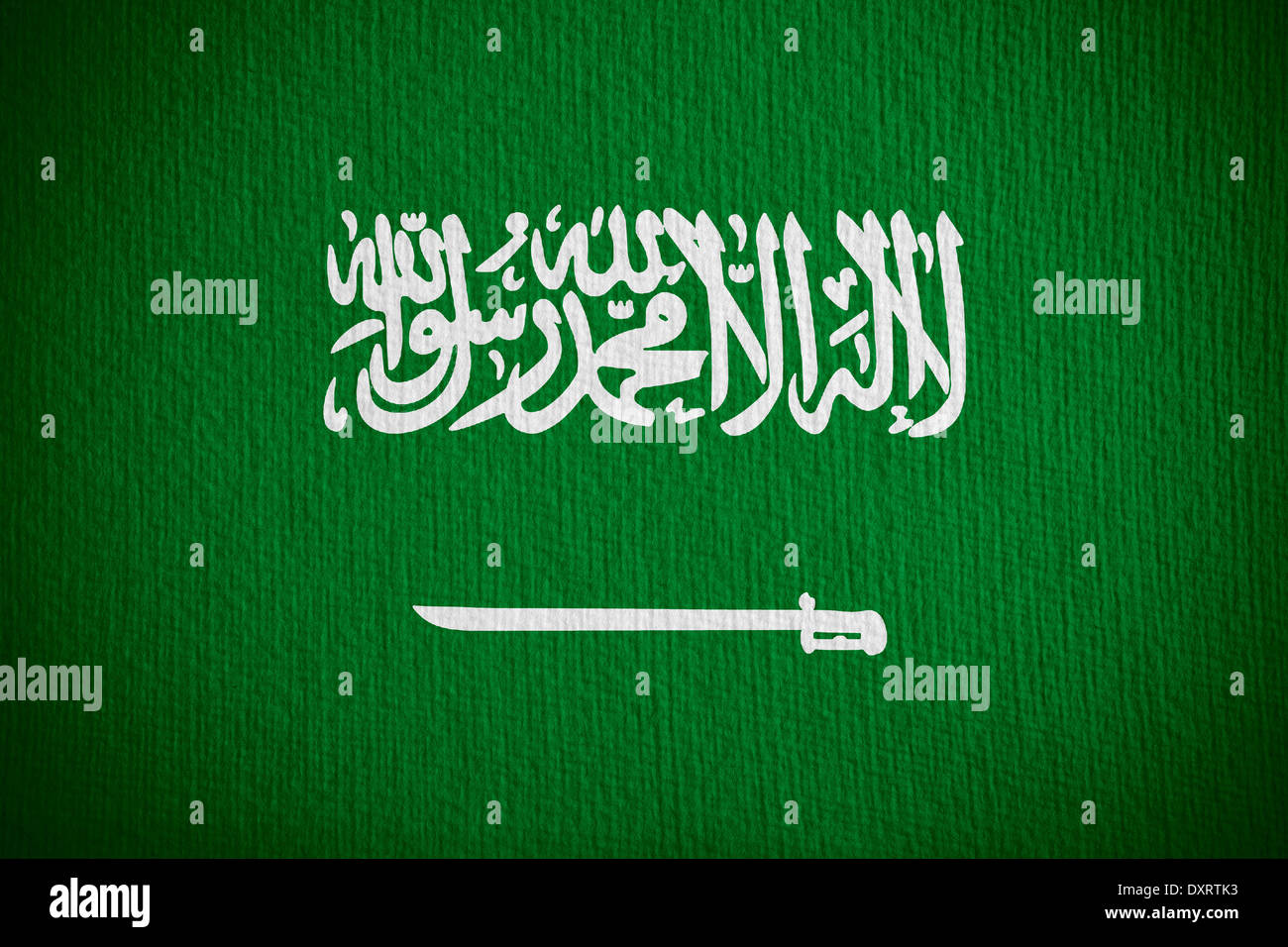 Flagge von Saudi-Arabien oder Banner auf Papierhintergrund Stockfoto