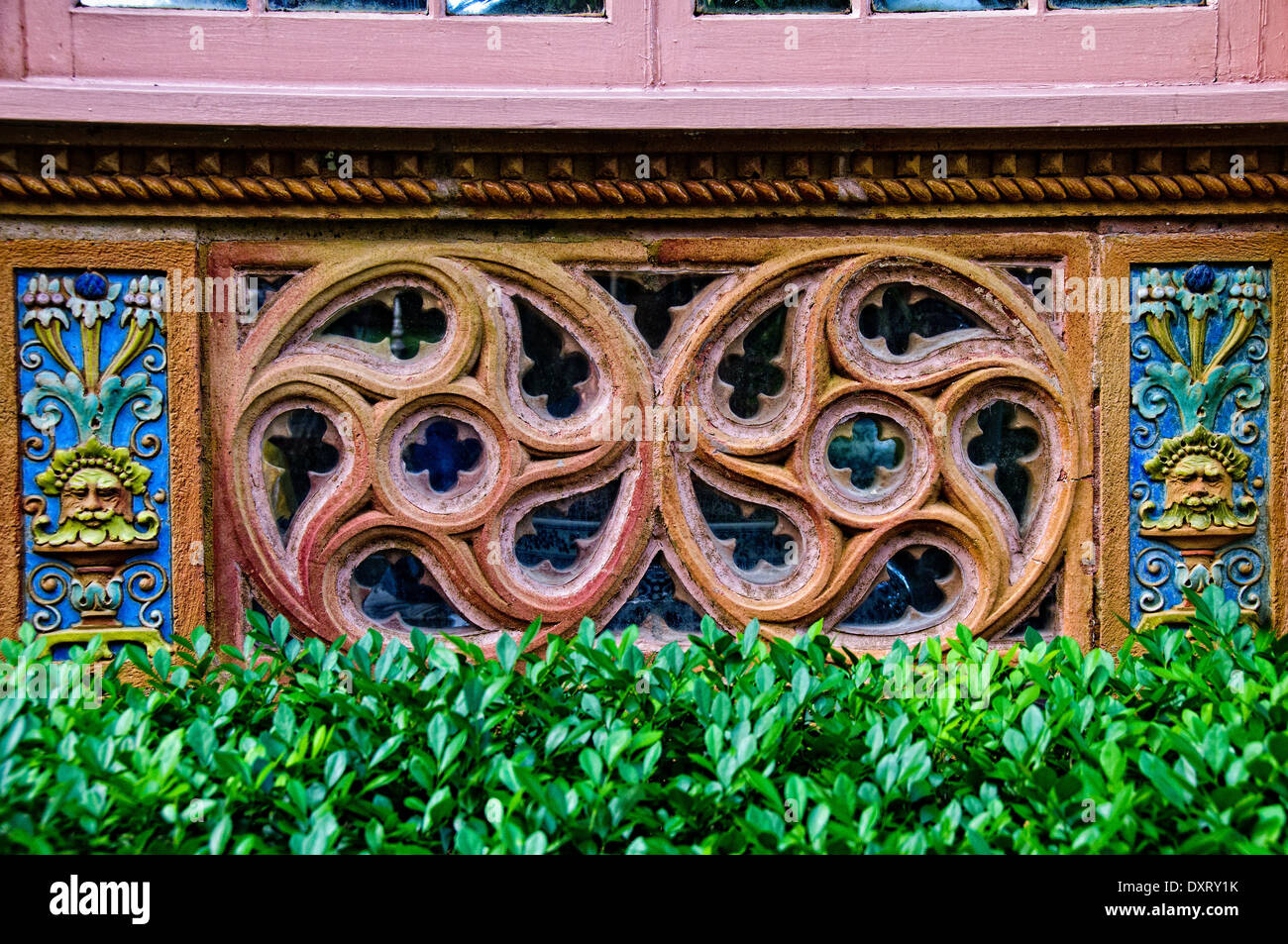 Reich verzierte Fenster, Ca' d'Zan Mansion, Ringling Museum, Sarasota, Florida Stockfoto