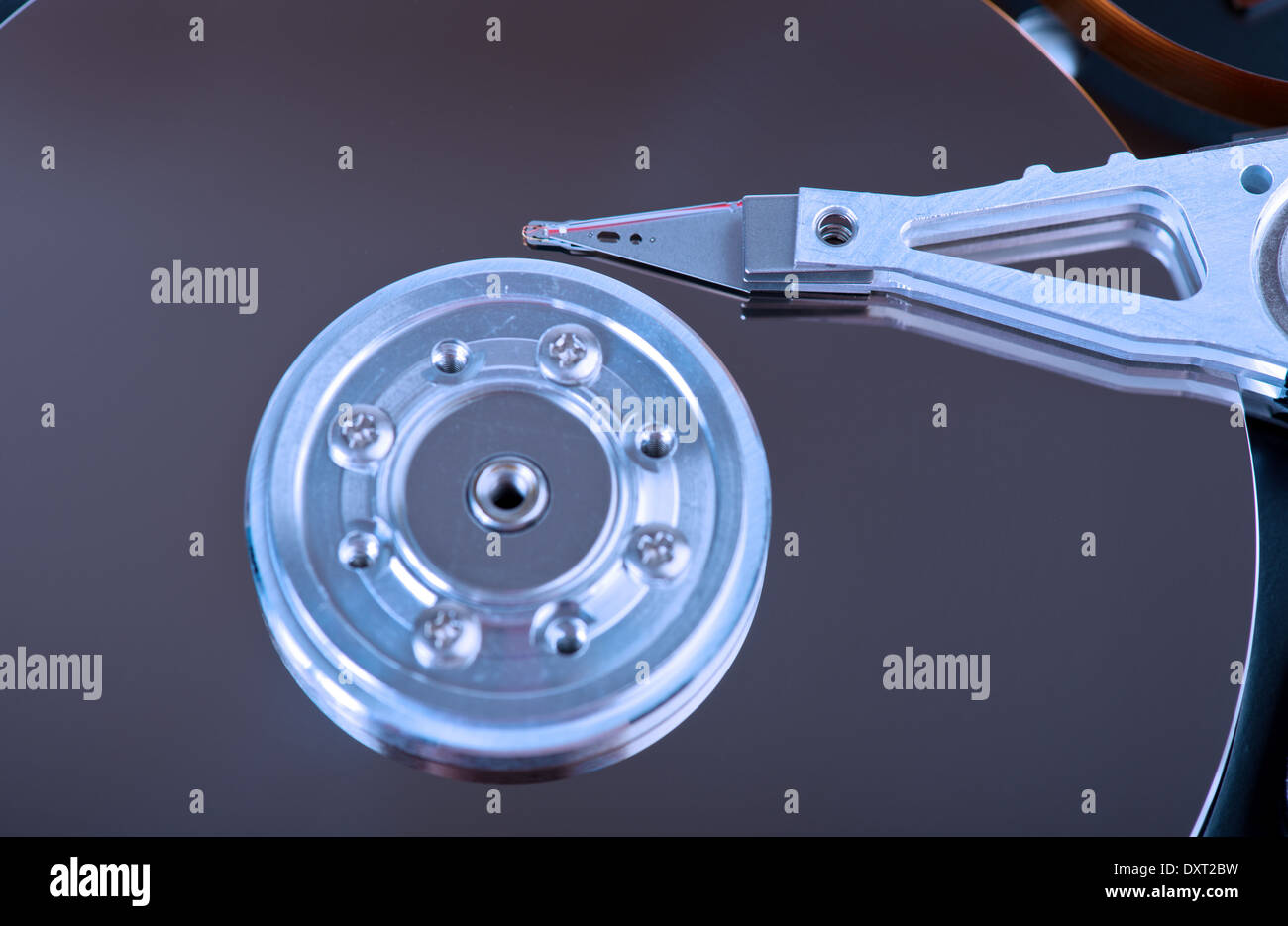 close up of hard disk with abstract reflection Stockfoto