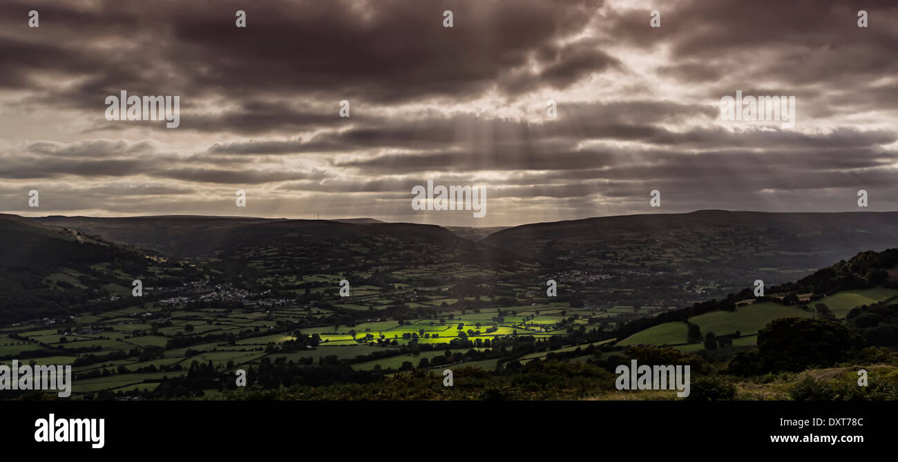 Blick vom Zuckerhut in Richtung der Brecon Beacons, Wales, UK Stockfoto