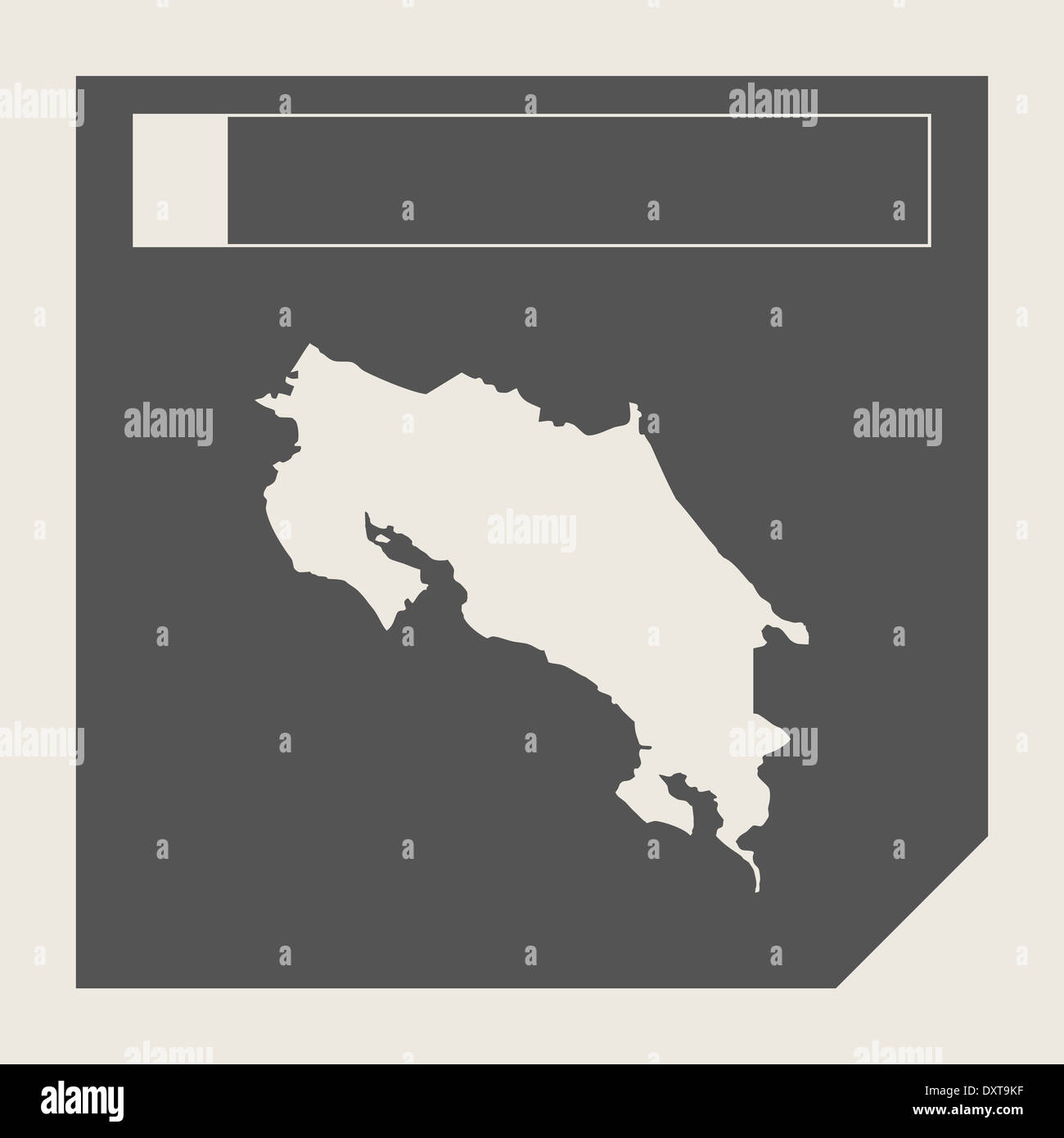 Costa Rica-Map-Schaltfläche in ansprechende flache Web Design Map-Schaltfläche mit Beschneidungspfad isoliert. Stockfoto