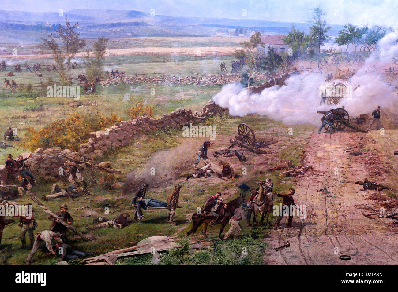 Teil der Union Line Abwehr Picketts Charge bei der Schlacht von Gettysburg, 3. Juli 1863, USA Bürgerkrieg Stockfoto