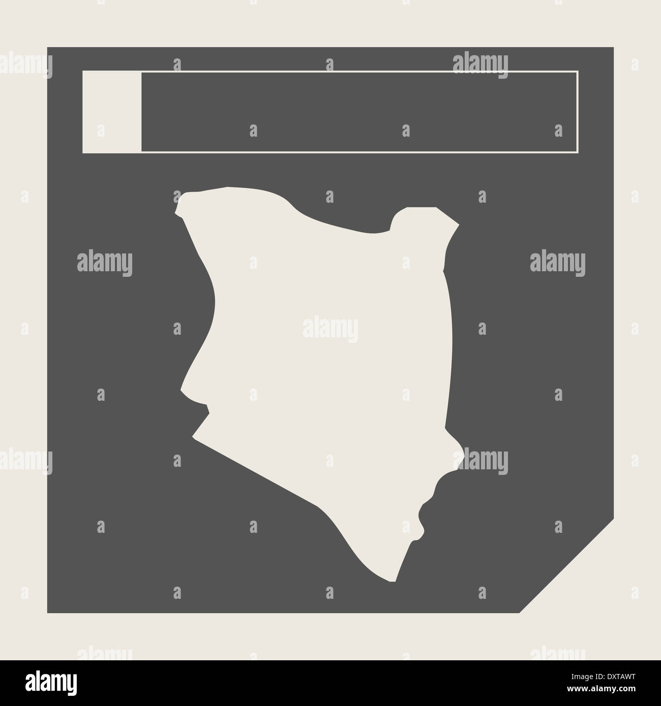 Kenia-Map-Schaltfläche in ansprechende flache Web Design Map-Schaltfläche mit Beschneidungspfad isoliert. Stockfoto