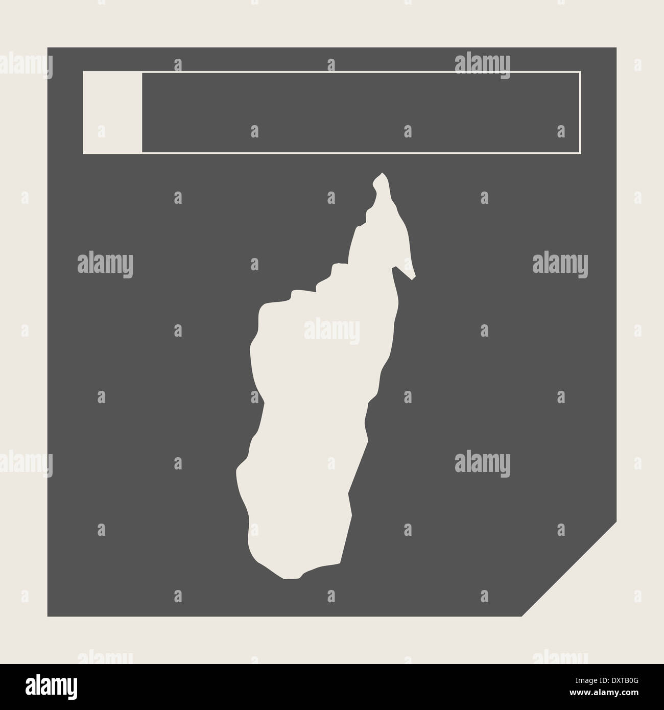 Madagaskar-Map-Schaltfläche in ansprechende flache Web Design Map-Schaltfläche mit Beschneidungspfad isoliert. Stockfoto