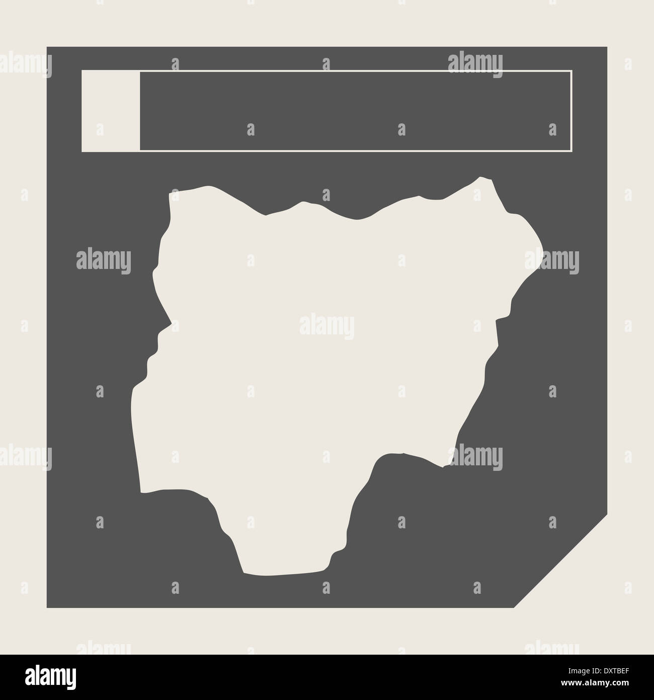 Nigeria-Map-Schaltfläche in ansprechende flache Web Design Map-Schaltfläche mit Beschneidungspfad isoliert. Stockfoto