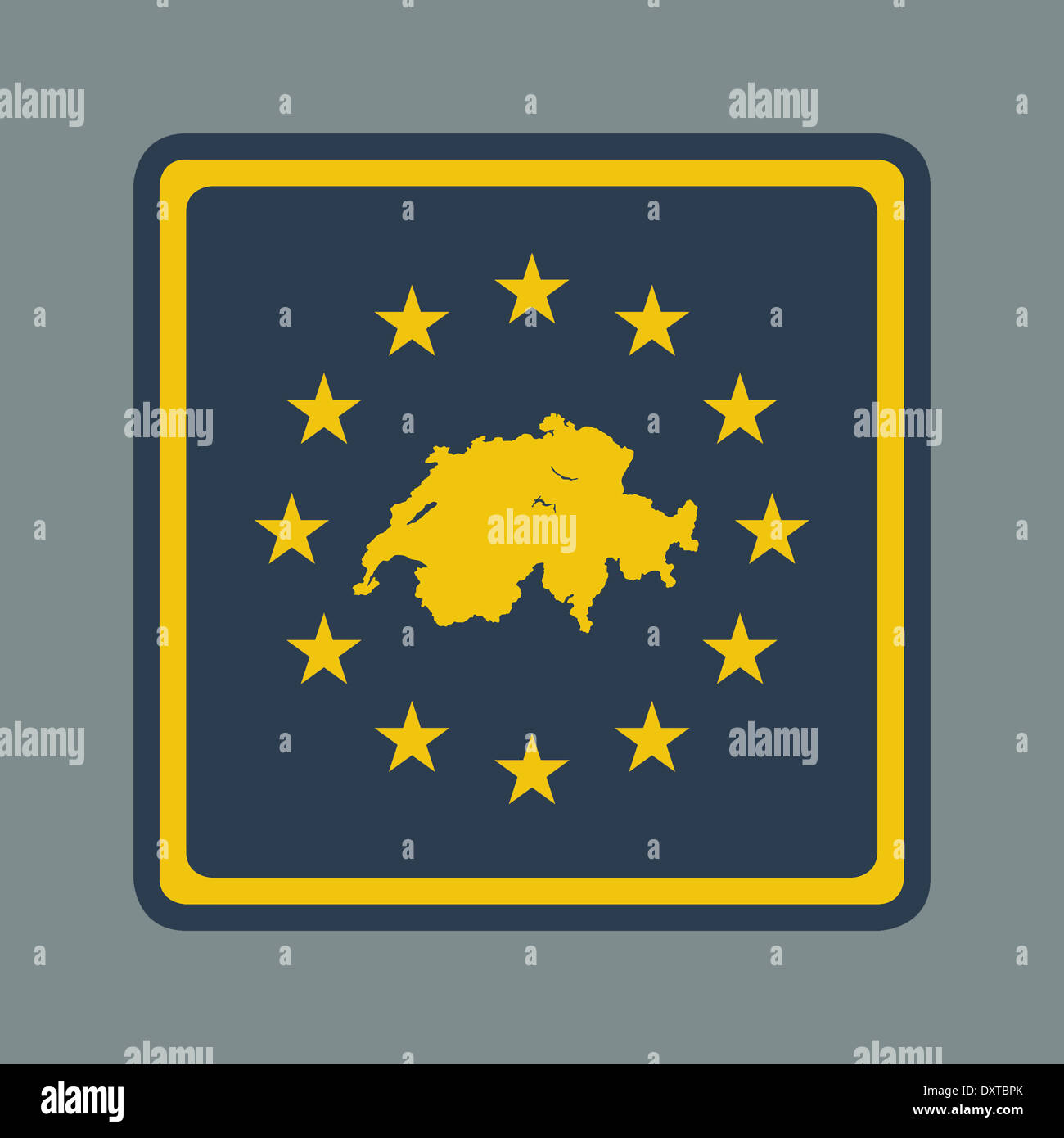 Schweiz-Europäische Flagge Button im flachen ansprechende Web-Design-Stil mit Beschneidungspfad isoliert. Stockfoto