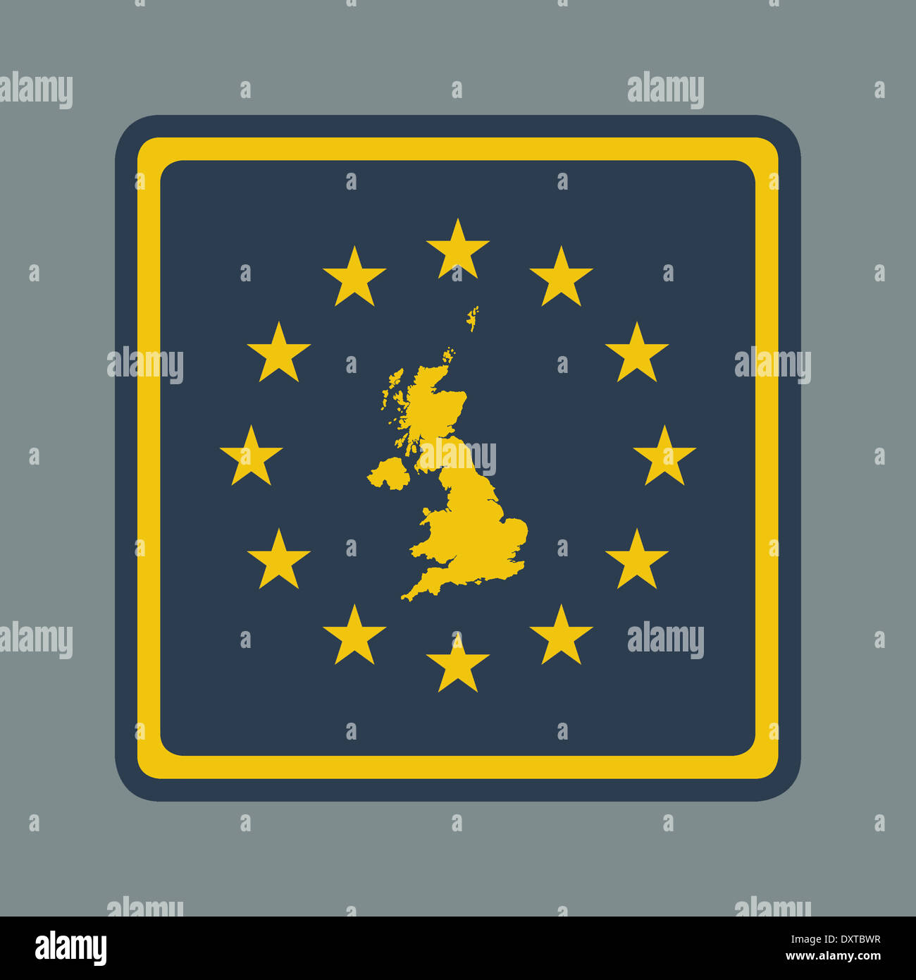 Vereinigtes Königreich europäische Flagge Button im flachen ansprechende Web-Design-Stil mit Beschneidungspfad isoliert. Stockfoto