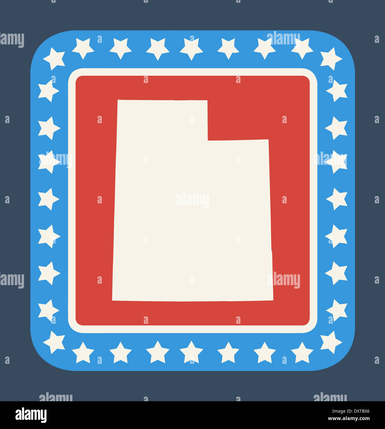 Utah Zustand Taste auf amerikanische Flagge in flachen Web-Design-Stil, isoliert auf weißem Hintergrund. Stockfoto