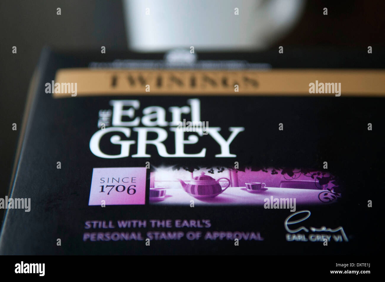 Earl Grey Teebeutel. Stockfoto