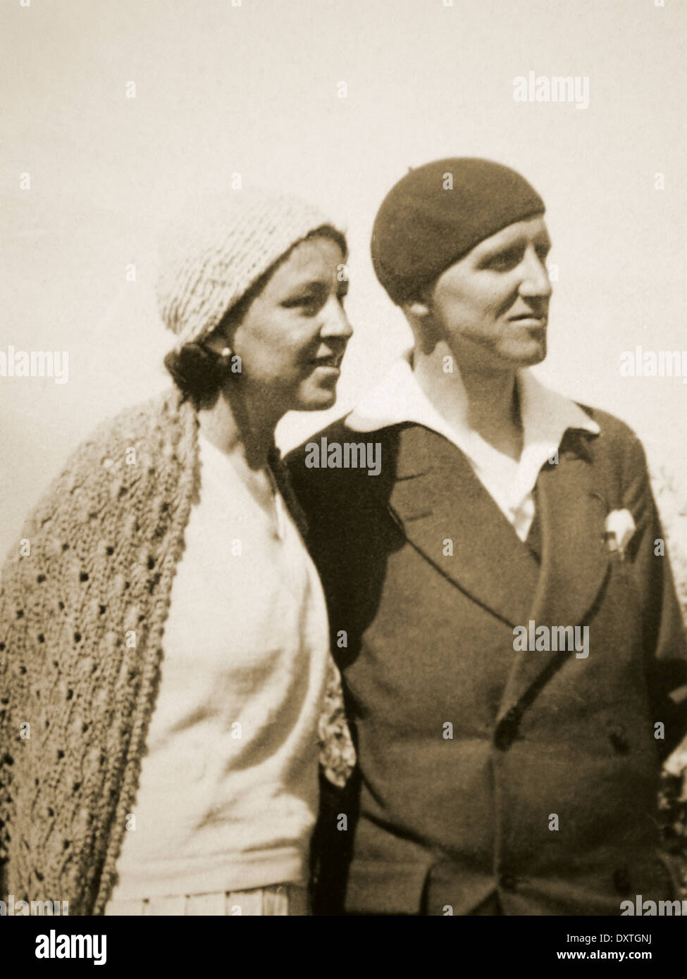 Alten Foto eines lächelnden Paares in 1930er Jahren Stockfoto