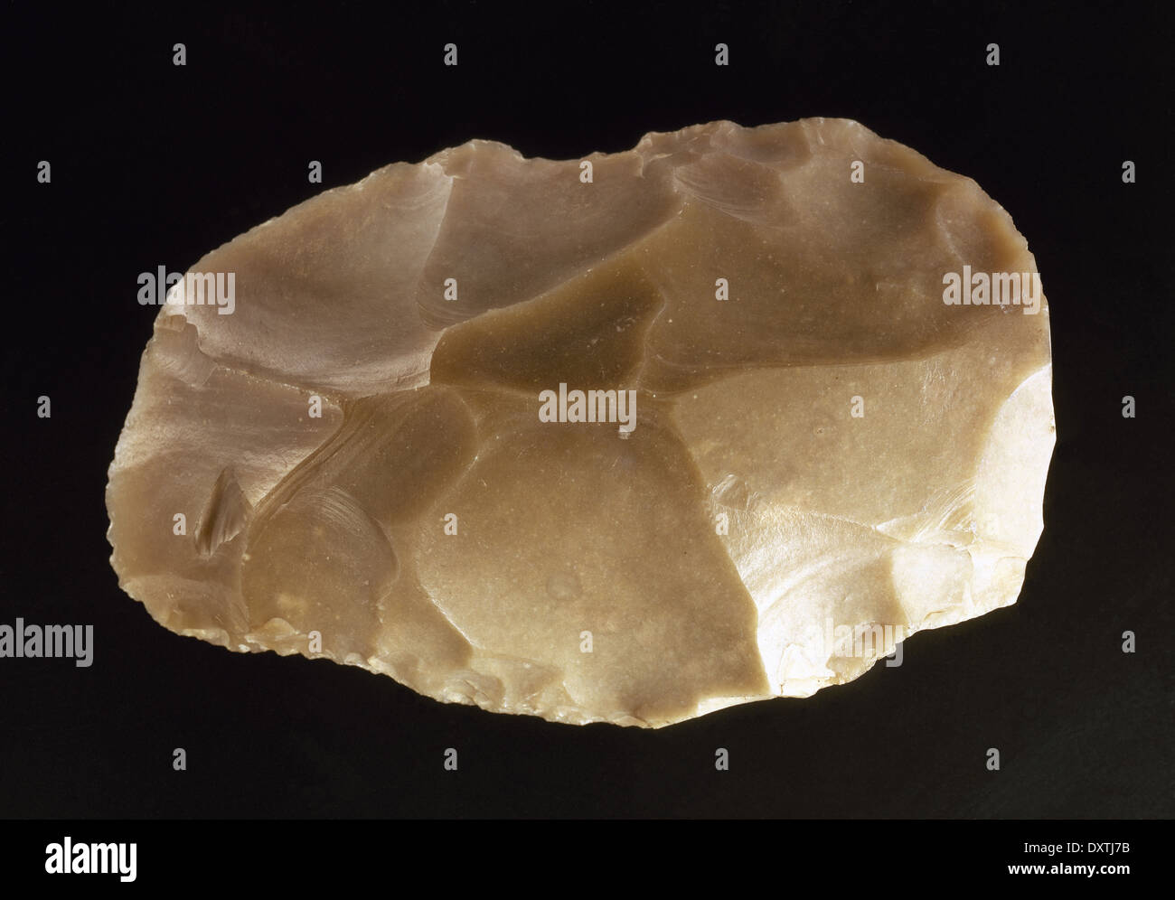 Urgeschichte. Spanien. Senken Sie Paleolithic. Hackmesser Feuerstein. Arenero Hermanos, Madrid. Nationales Archäologisches Museum. Madrid. Spanien. Stockfoto